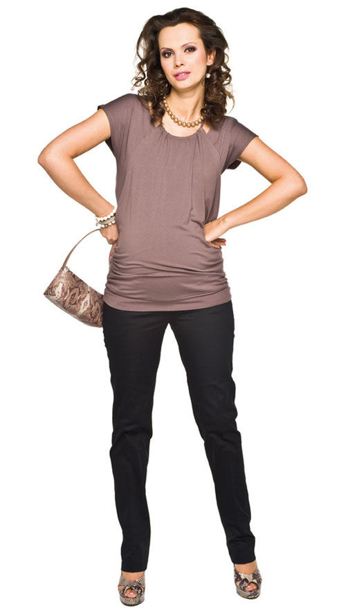 brown short sleeve maternity top