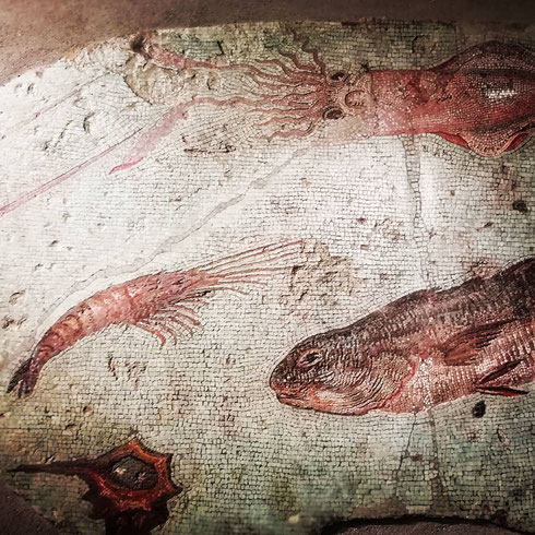 "È muto come un pesce. Anzi un pesce. E come pesce è difficile da bloccare. Perché lo protegge il mare. Com'è profondo il mare" ...la centrale Montemartini custodisce alcuni bellissimi mosaici pavimentali, come questo a tema marino.
