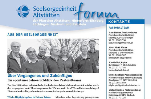 Seit Januar erscheint unser Pfarreiteil des Pfarreiforums mit neuem Layout.