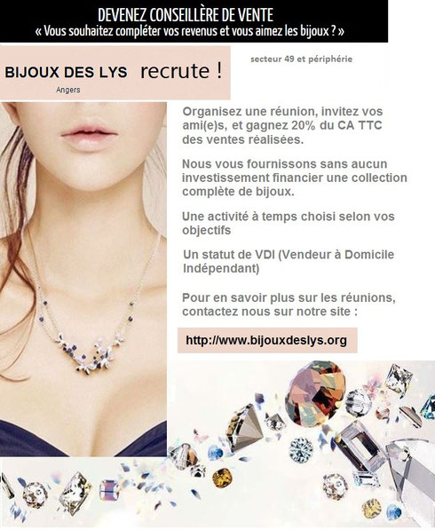 Recrutement VDI bijoux fantaisie - Bijoux des Lys