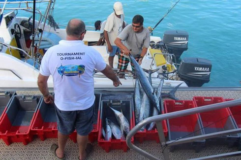 Seychelles fishing La Digue weigh in