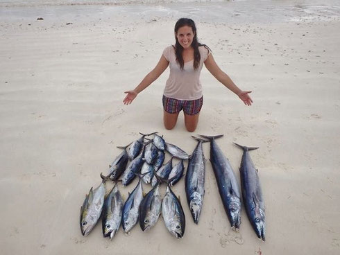 Seychelles fishing trolling catch Praslin Jan. 2014