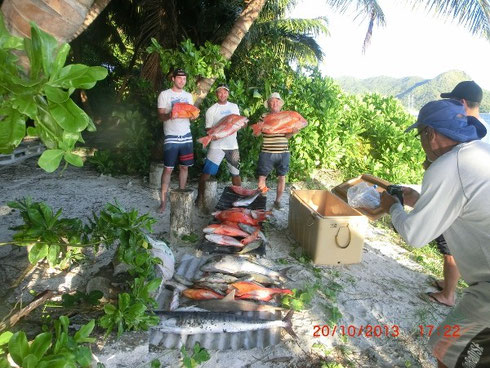 Seychelles fishing mixed bottom catch Oct. 2013