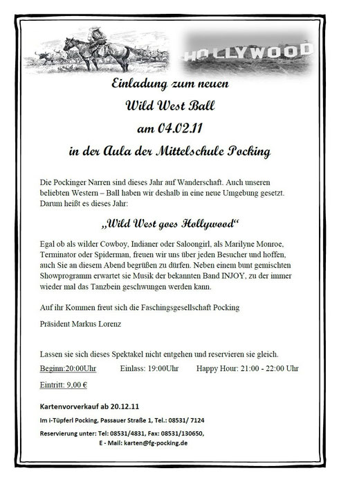 Flyer zum Faschingsball Pocking