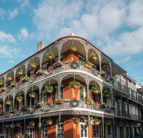 The Wrought Iron Balconies of the Legendary French Quarter in New Orleans
