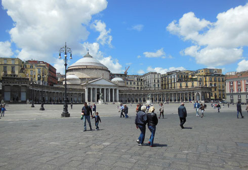 2013 Naples' Piazza della Republica is one of the largest in Italy - a beautiful day!