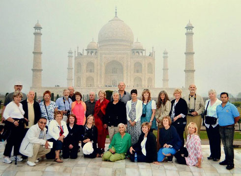 2013 Our group poses before the Taj Mahal in Agra built by the Mughal Emperor Shah Jahan