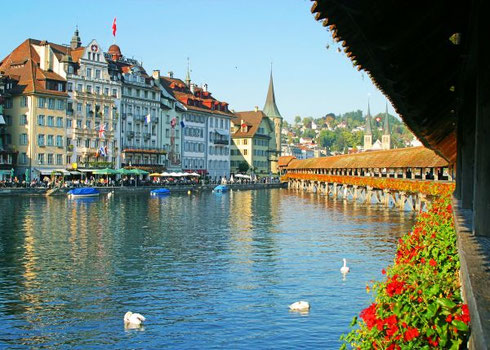 Lucerne's Chapel Bridge is one of the Many Sights Included on our Switzerland Tour