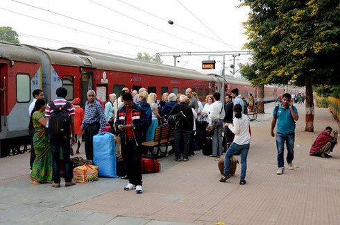 2013 Our group waiting for our train at the Railroad Station in Baratpur