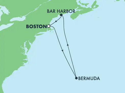 A Map of the Boston to Bermuda Iitinerary