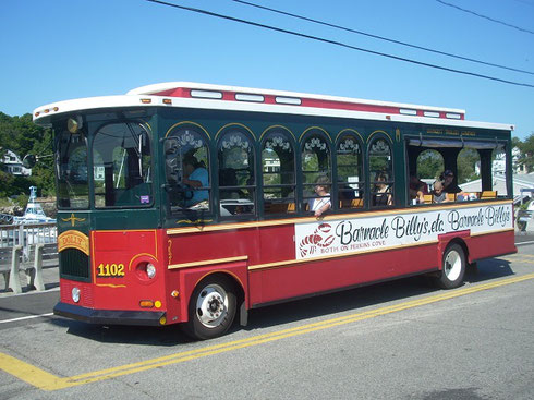 The Trolley makes a Stop in Perkins Cove and Travels around Ogunquit