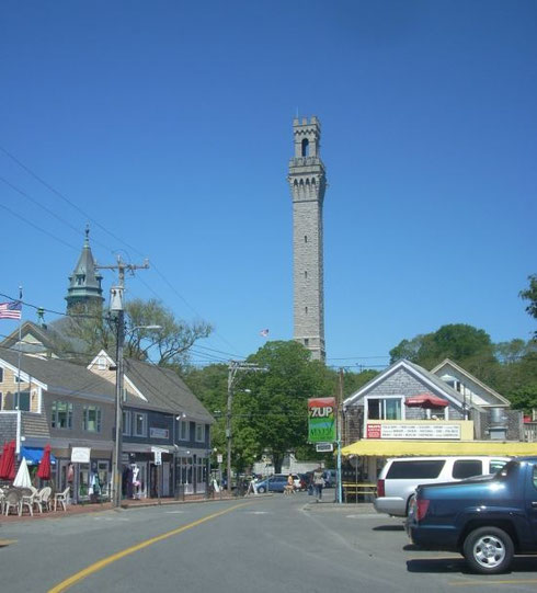 A View of Provincetown Streets with the Provincetown Monument 