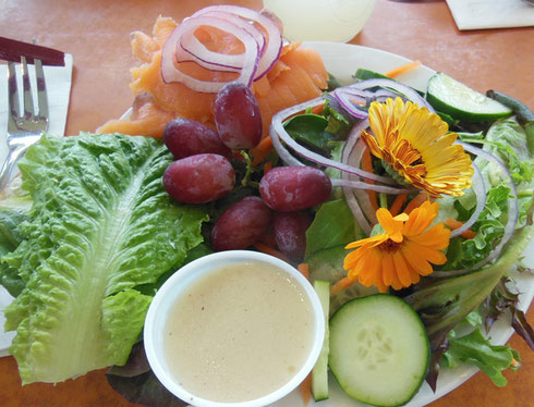 2015 Boothbay, Maine - Smoked Salmon on a Bagel at Maine Botanical Garden Cafe