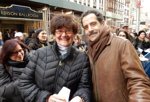 2018 One of our Passengers Poses with Tony Shaloub after a performance of Band's Visit