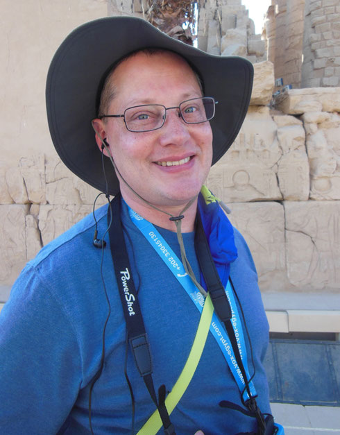 2016 One of our Travelers Enjoying the Ruins of the Temple of Karnak in Luxor