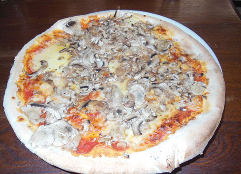 2016 Zagreb, Croatia - The Mushroom Pizza at Nokturno Restuarant is a Classic