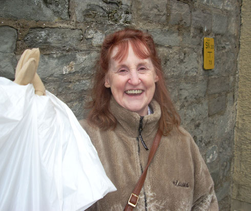 2008 One of our Travelers at the Innsbruck Market Enthuses Over her Purchases