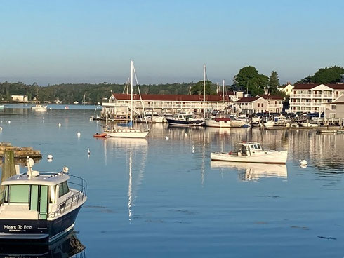 A View of Boothbay Harbor at Dawn from our Hotel - The Boothbay Harbor Inn