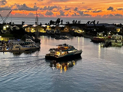 Sunset at Bermuda's King's Wharf, Royal Naval Dockyard viewed from Norwegian Breakaway