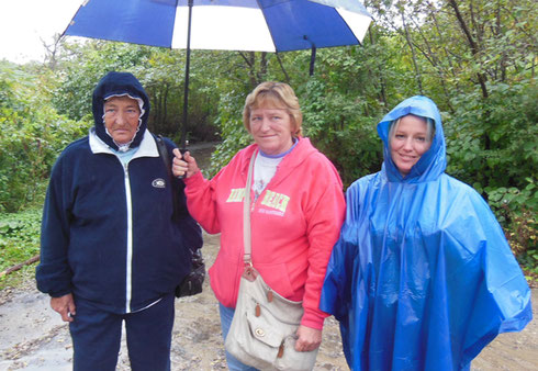 This Group Opted for a Tram Ride into the Village instead of a Leisurely Stroll with Umbrella