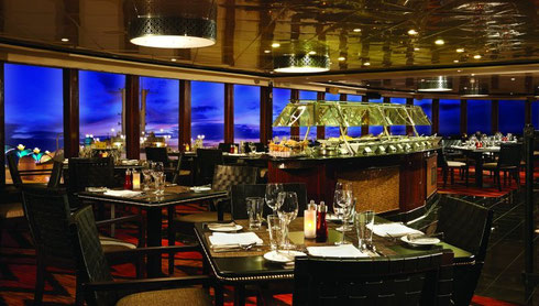 Upscale and Modern, our Brazilian Steakhouse onboard is Moderno - great food with a View