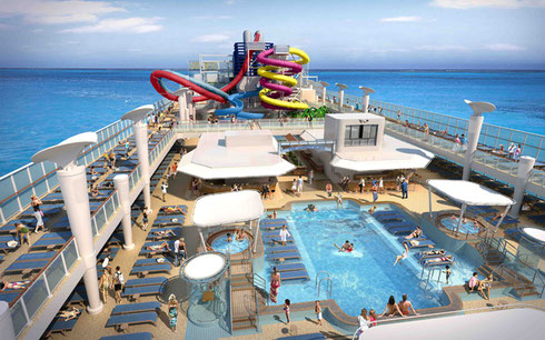 Norwegian Breakaway's Pool Complex...shown with Water Park