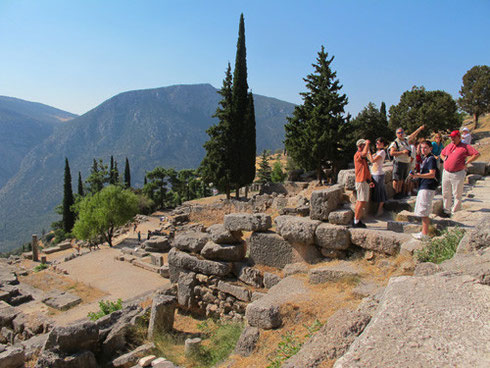 A Group from Adventure Tours of Warren Nearing the Summit at Delphi Greece