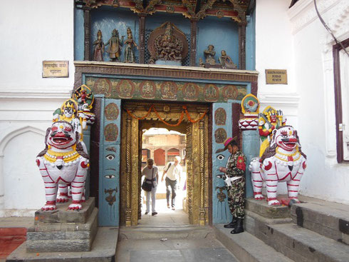 2013 Stylized Lions at the Entrance to the Royal Palace in Kathmandu