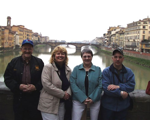 2005 A Group Taking a Moment to Pose on Florence's Legendary Ponte Vecchio