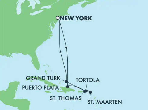 Map showing ports visited during this cruise