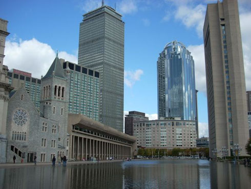 Our Boarding Area is at the Prudential Center seen from the Christian Pool
