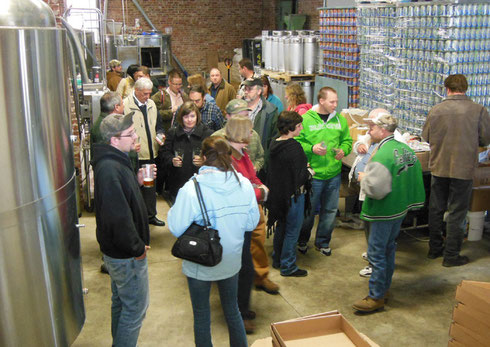 2013's Group with their Pints on the Brewing Floor at Grey Sail in Westerly, RI
