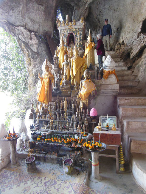 2015 One of the Altars at the Pak Ou Caves with offerings for the Lord Buddha