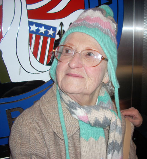 2010 This Passenger Won her Hat and Scarf in the Yankee Swap on our Motor Coach