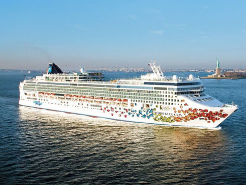 Norwegian Cruise Lines Gem Sailing into New York Harbor