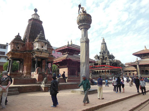 2013 Another view of Durbar Square featuring the Malla King Column dating to the 17th cent