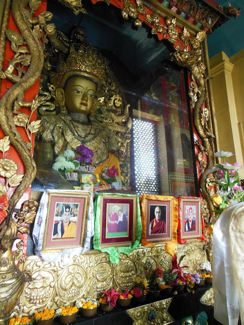 2013 Photos of the Dalai Lama are Venerated at this Gilt Shrine in the Monkey Temple