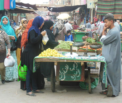 2016 A View of Local Women Purchasing Vegetables at the Open Market in Aswan