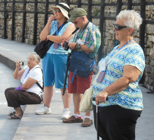 Passengers Enjoy the Sights Inside the Roman Amphitheater at Pula, Croatia