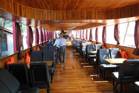 2015 The Gleaming Teakwood Interior of our Riverboat ride on the Mekong River