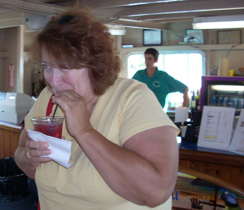 One of our Passengers Enjoys a Cocktail from the Snack Bar Aboard the Monhegan