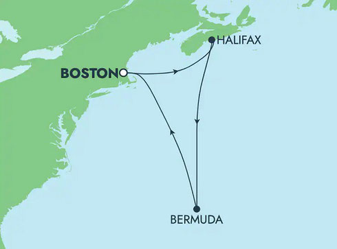 A Map of the Boston to Bermuda Iitinerary