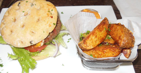 2014 Burgers and Potato Wedges are a Specialty at Oscar's in Copenhagen, Denmark