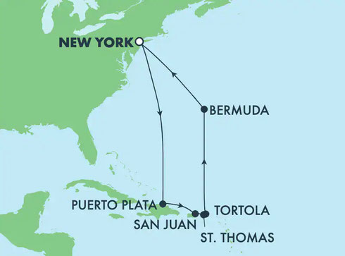 Map showing ports visited during this cruise