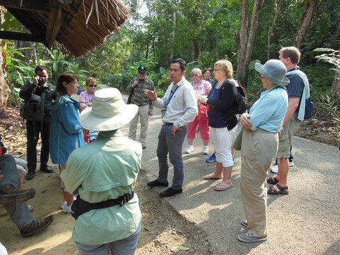 2015 Our local guide explains our visit to beautiful Tat Kuang Si Waterfalls