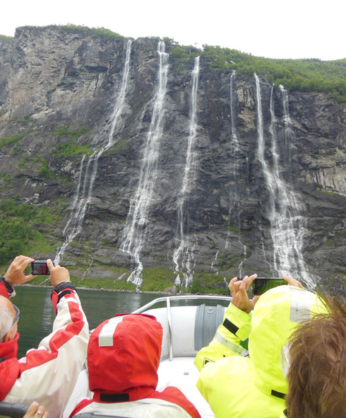 2014 Our Rib Boat Came Very Close to the Seven Sisters Waterfall in Geiranger, Norway