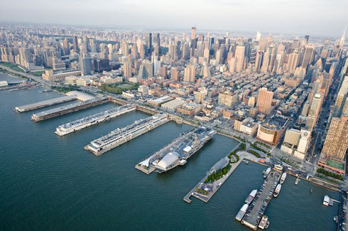 The Intrepid Sea, Air & Space Museum is docked at New York City's Pier 83