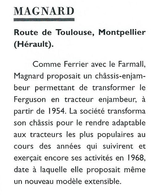 Extrait du livre "Encyclopédie des tracteurs fabriqués en France des origines à nos jours" de Christian Descombes