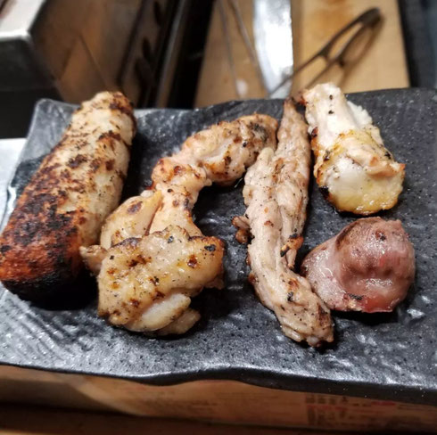 屋台：炉端屋台　正、料理：鶏5点盛り