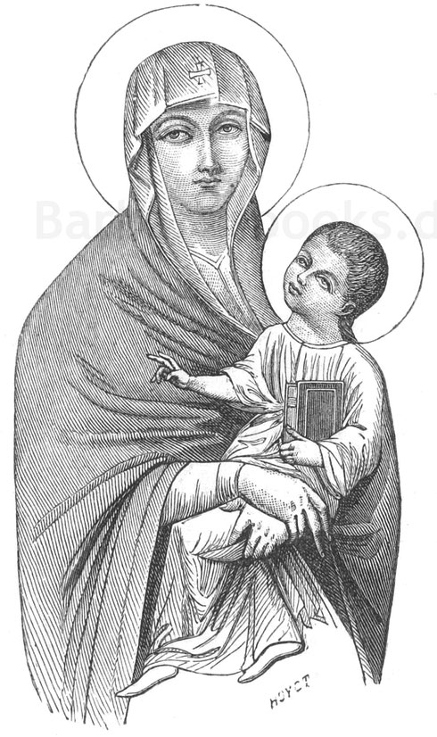 Abb. 283. – Die Jungfrau des heiligen Lukas (so genannt). – Ein auf Holz gemaltes Bild, das im vierten oder fünften Jahrhundert in der Kirche Sta. Maria Maggiore, heute San Paolo-fuor-gli-Muri, in Rom angebracht war.
